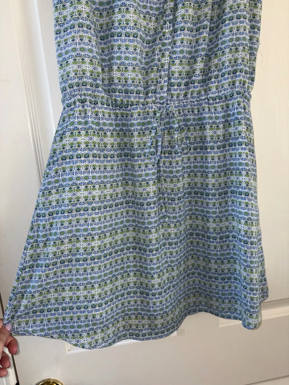 GAP Sleeveless Blue & Green Printed Midi Shift Dress - Picture 3 of 7